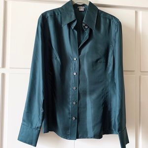 NWOT 100% Silk Top, 6, Dark Jade, Ann Taylor
